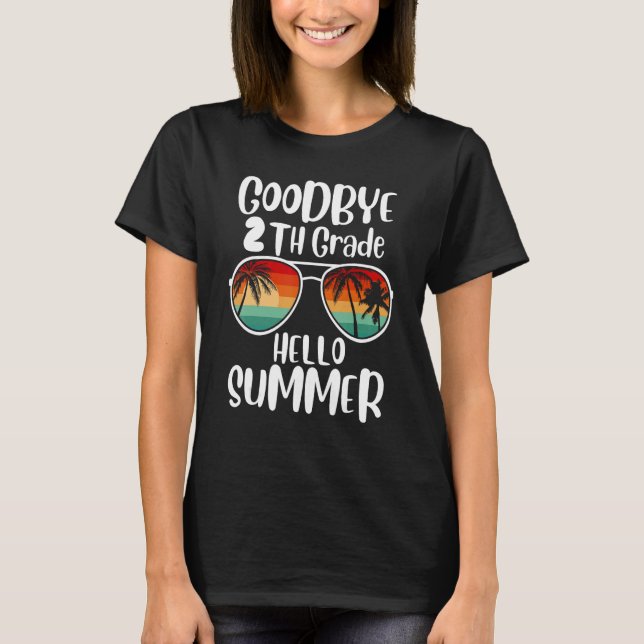 Adjö 2:a Klass Hej Sunglass förra dagen T Shirt (Framsida)