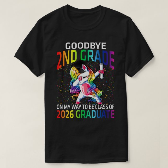 Adjö 2:a Klass-klassen 2026 Grad Hej 1:a grå T Shirt (Design framsida)