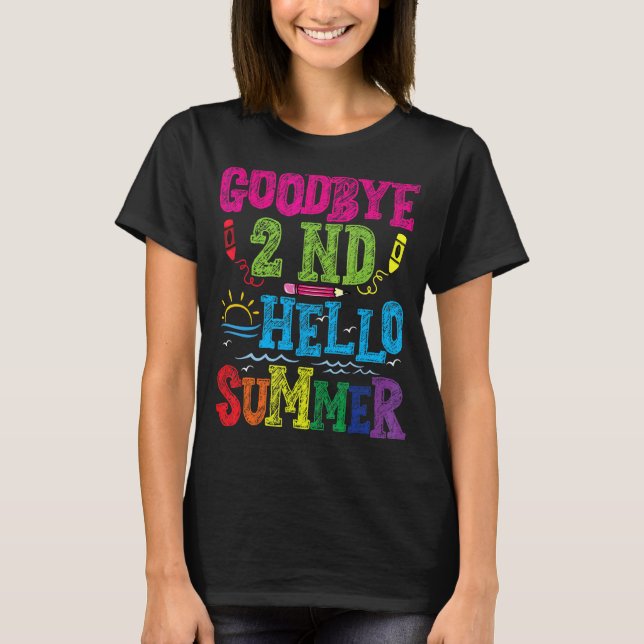 Adjö 2:a Klass-Student-läraren SommBreak Gra T Shirt (Framsida)