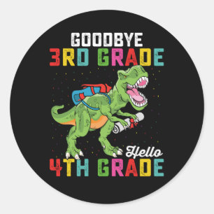 Adjö 3:e Klass Hej 4:e Klass T Rex Dinosaur Runt Klistermärke