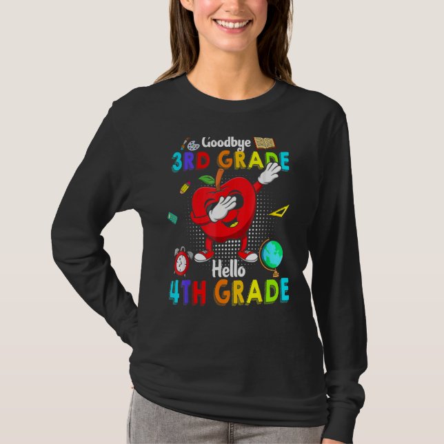 Adjö 3rd Klass Hej 4th Klass Cute Dabbing App T Shirt (Framsida)