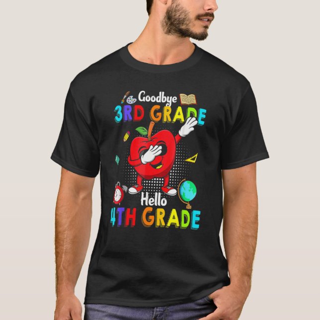 Adjö 3rd Klass Hej 4th Klass Cute Dabbing App T Shirt (Framsida)