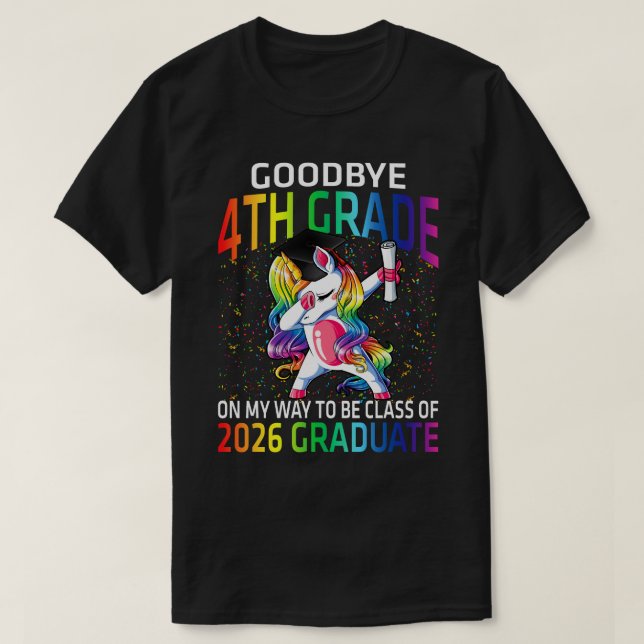 Adjö 4:e Klass-klassen 2026 Grad Hej 1st gra T Shirt (Design framsida)