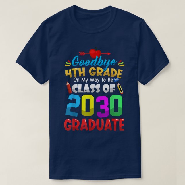 Adjö 4:e Klass-klassen 2033 Student Cute Grad T Shirt (Design framsida)