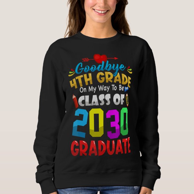 Adjö 4:e Klass-klassen 2033 Student Cute Grad T Shirt (Framsida)