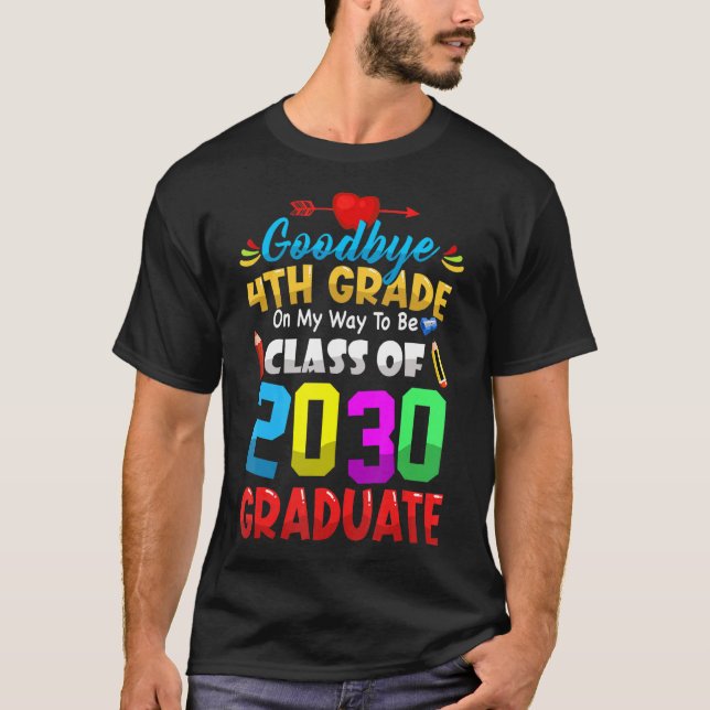 Adjö 4:e Klass-klassen 2033 Student Cute Grad T Shirt (Framsida)