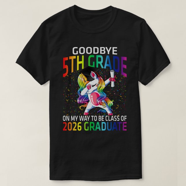 Adjö 5:e Klass-klassen 2026 Grad Hej 1:a grå T Shirt (Design framsida)