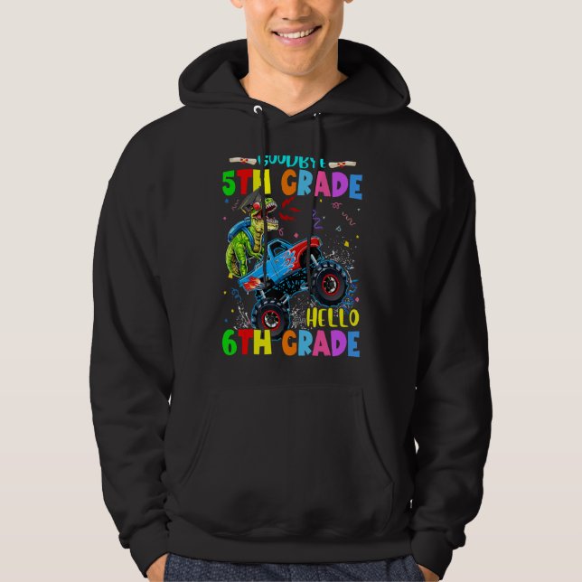 Adjö 5th Klass Dinosaurs Hej 6e Klass Monste Hoodie (Framsida)