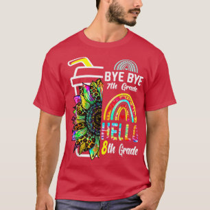Adjö 7:e Klass Hej 8:e Klass Solrosregnbåge Ti T Shirt