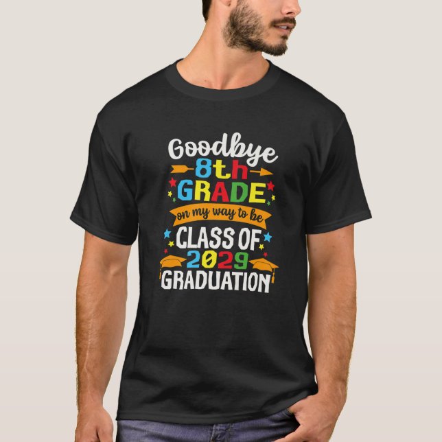 Adjö 8:e Klass-klassen 2029 Student 8:e GR T Shirt (Framsida)