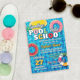 Adjö Bassäng Hej School Back to school Party Inbjudningar
