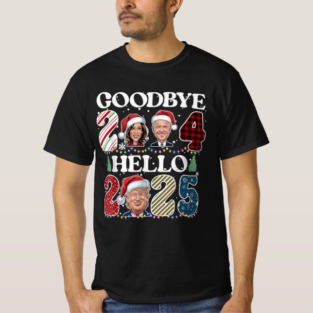 Adjö Biden Harris 2024 Hej Trump 2025 T Shirt (Framsida)