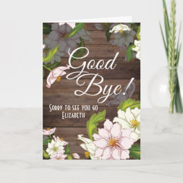 Adjö Blommigt Rustic Farewell Kort