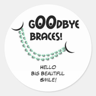 Adjö Braces Grönt Orthodontist Patient Gift Runt Klistermärke