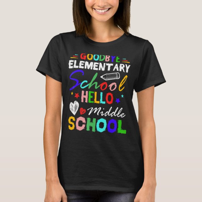 Adjö Eleméle School Hej Mitten School Grad T Shirt (Framsida)