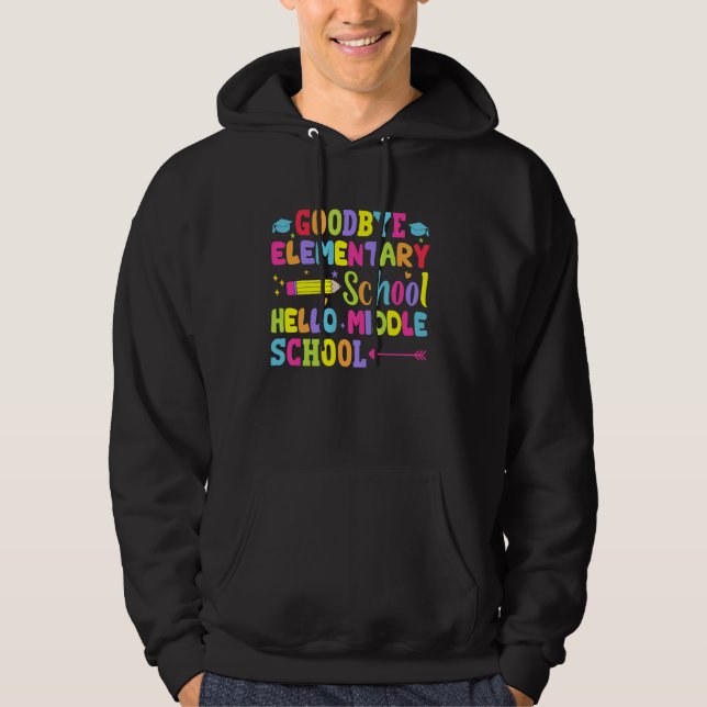 Adjö Elementär Hej Mitten School Studenten Hoodie (Framsida)