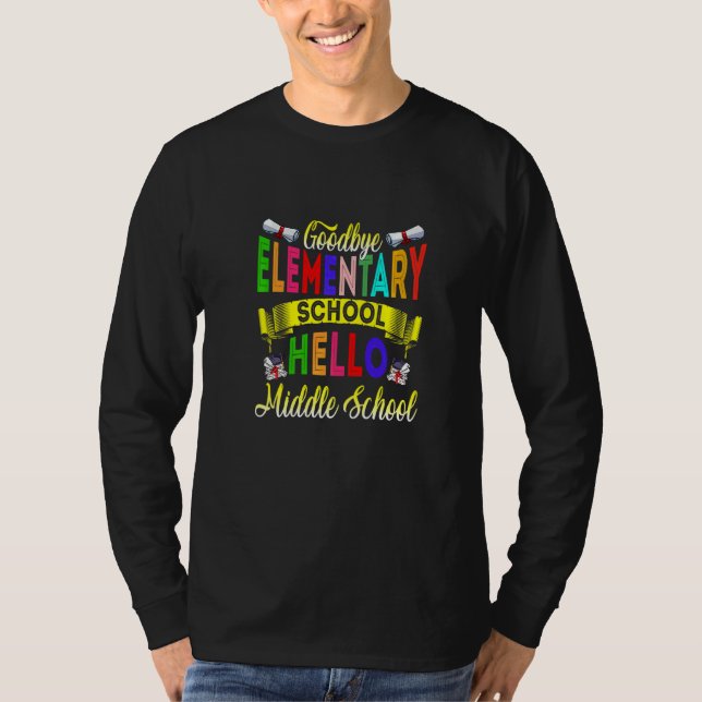 Adjö Elementär Hej Mitten School Studenten T Shirt (Framsida)