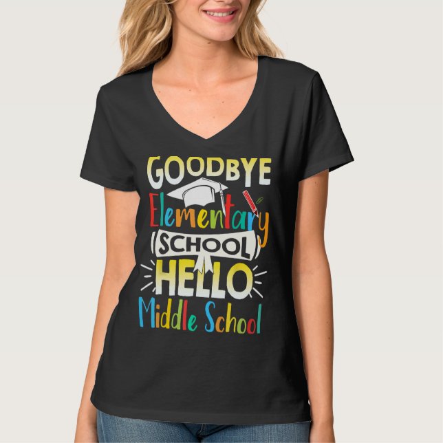 Adjö Elementär School Hej Mitten i förra veckan T Shirt (Framsida)
