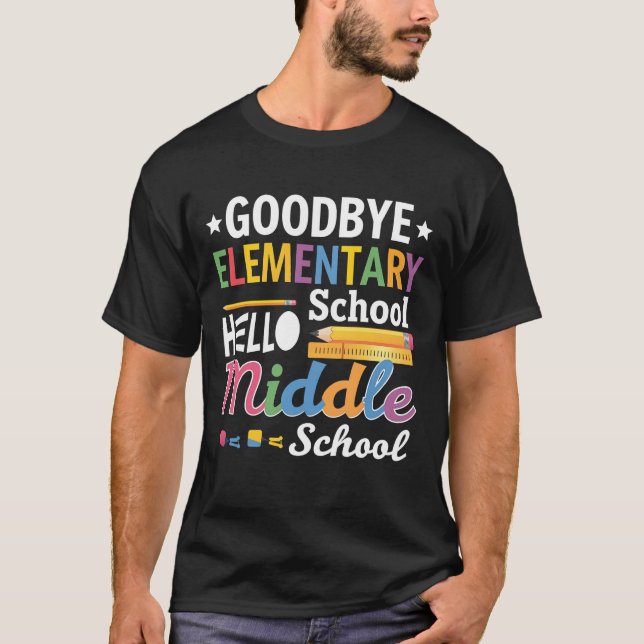 Adjö Eleméskola Hej Mitten School T Shirt (Framsida)
