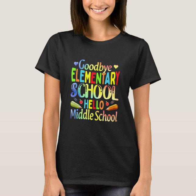 Adjö Eleméskolan Studenten Hej Mittet T Shirt (Framsida)