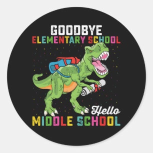Adjö ElemHej Mitten School T Rex Runt Klistermärke