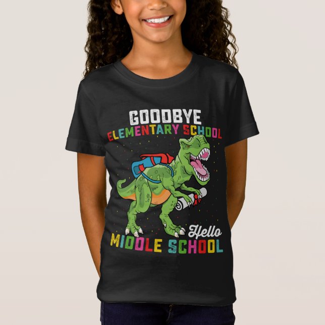 Adjö ElemHej Mitten School T Rex T Shirt (Framsida)