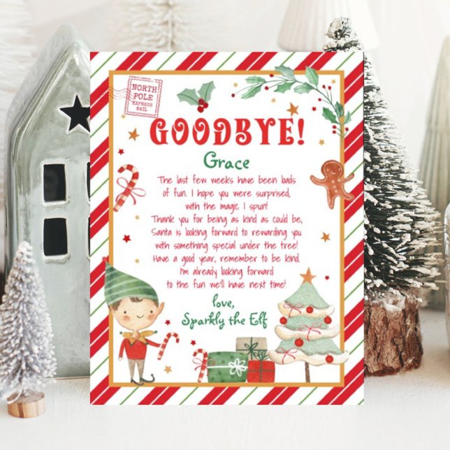 Adjö Elf Brev Poster (Goodbye Christmas Elf. Personalize your Christmas Elf letter, download, print from home.)