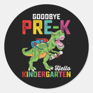Adjö FörK Hej Kindergarten T Rex School Runt Klistermärke