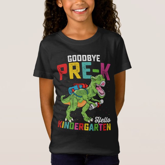 Adjö FörK Hej Kindergarten T Rex School T Shirt (Framsida)