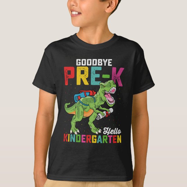 Adjö FörK Hej Kindergarten T Rex School T Shirt (Framsida)