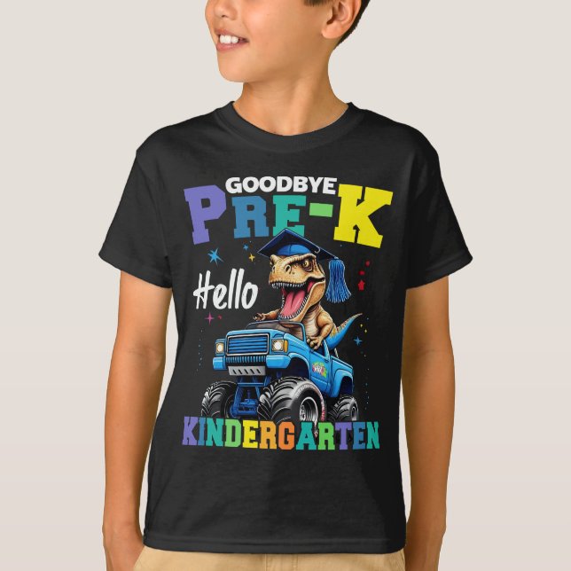 Adjö, förk Monster Lastbil T rex Studenten Boys T Shirt (Framsida)