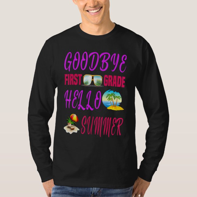 Adjö Första Klass Hej, sommarcitatet Helg T Shirt (Framsida)