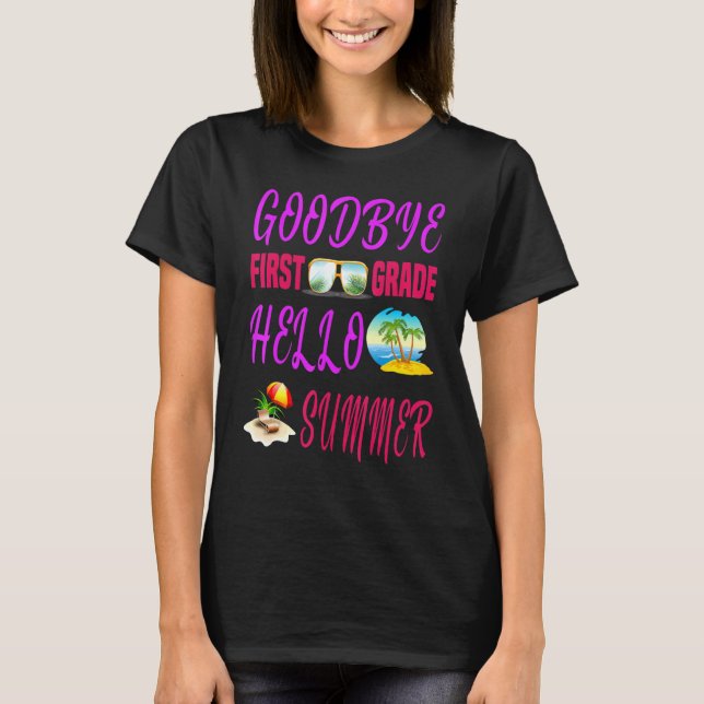 Adjö Första Klass Hej, sommarcitatet Helg T Shirt (Framsida)
