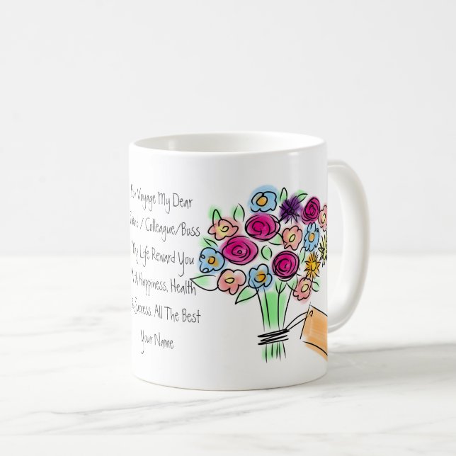 Adjö Gift Personlig Flowers Woman Kaffemugg (Framsida höger)