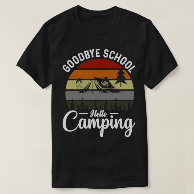Adjö Hej Camping Retro T Shirt (Design framsida)