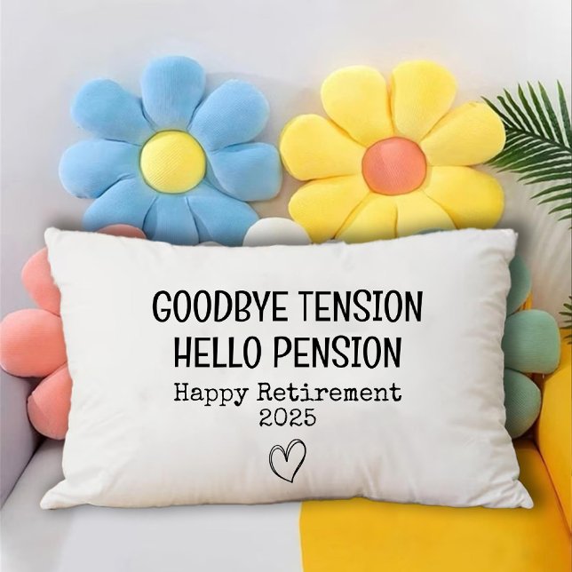 Adjö: Hej Pension Pension Pension Prydnadskudde (Goodbye Tension Hello Pension Retirement Farmhouse Accent Pillow)