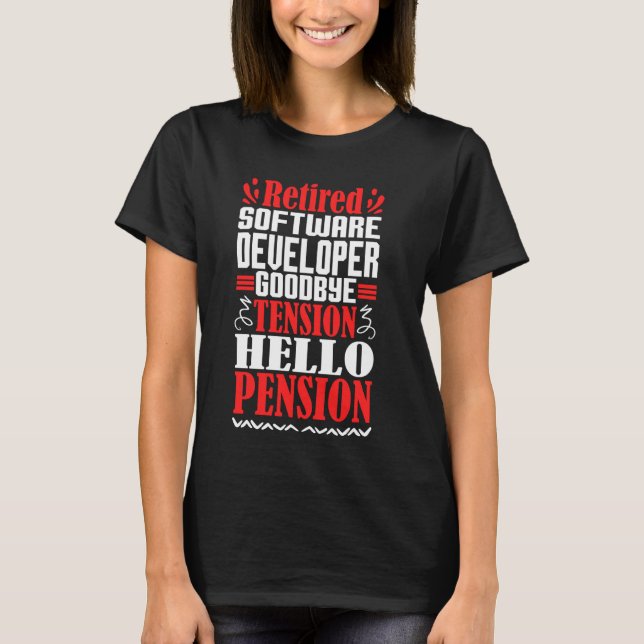 Adjö Hej Pensionsinställd Software Dev T Shirt (Framsida)