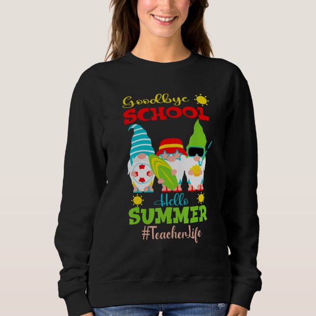 Adjö Hej Sommarvecka Vacation Gnome Teacher T Shirt (Framsida)