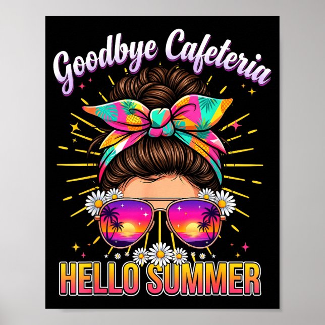 Adjö kafeteria hej sommar lunchdama semester poster (Framsidan)