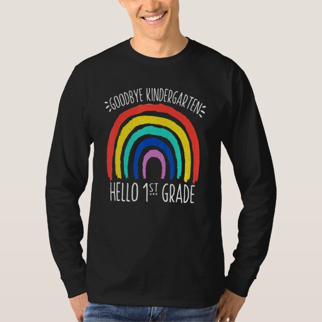 Adjö Kindergarten Hej 1:a Klass School Teache T Shirt (Framsida)