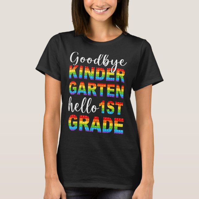 Adjö Kindergarten Hej 1st Klass Pop it Gradua T Shirt (Framsida)