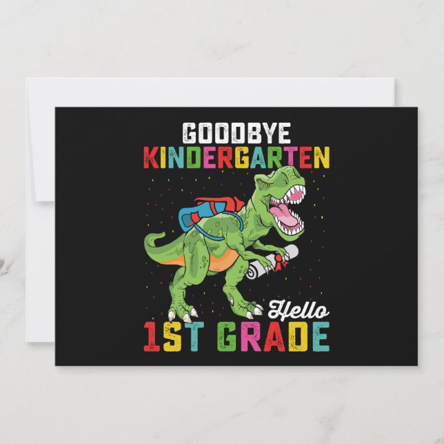 Adjö Kindergarten Hej 1st Klass T Rex School Inbjudningar (Framsida)
