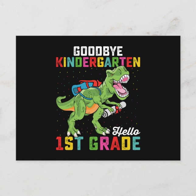 Adjö Kindergarten Hej 1st Klass T Rex School Vykort (Framsida)