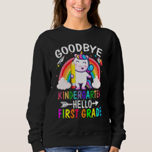 Adjö Kindergarten Hej 1st Klass Unicorn Girls T Shirt