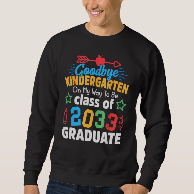 Adjö Kindergarten Klass 2033 Grad Hej 1:a Lång Ärmad Tröja (Framsida)