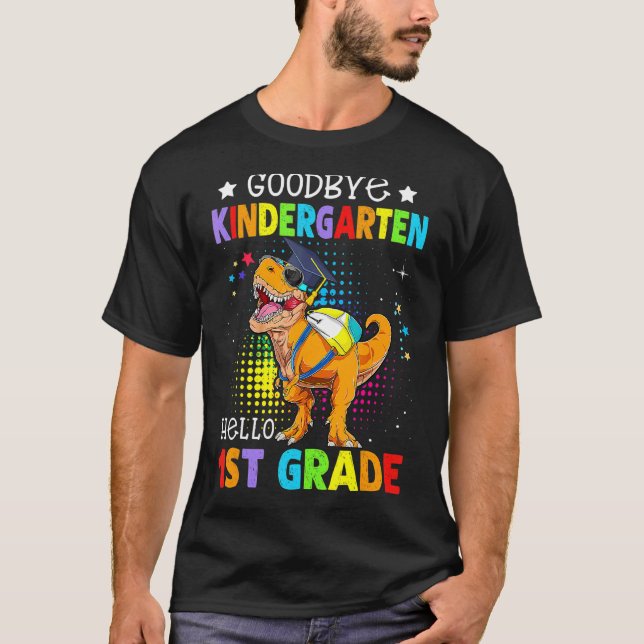 Adjö Kindergarten Studenten Hej First Klass T Shirt (Framsida)