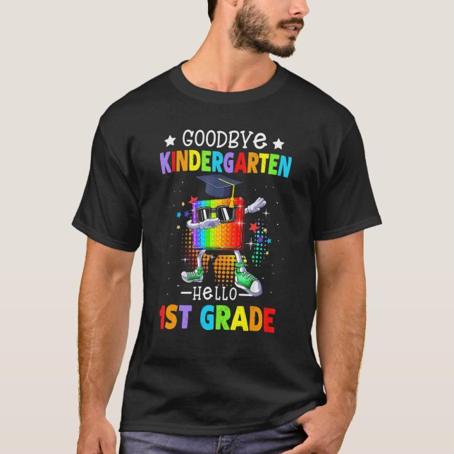 Adjö Kindergarten Studenten Hej First Klass T Shirt (Framsida)