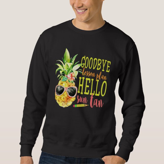 Adjö Lesson Plan Hej Sol Tan Tee Pineapple Te Lång Ärmad Tröja (Framsida)