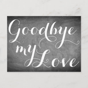 Adjö min Kärlek Handwrite Typography Black White Vykort