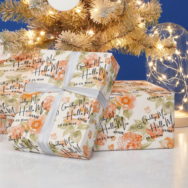 Adjö Miss Hej Mrs Blommigt Cute Presentpapper (Helgdagar)